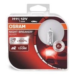 Ampoule Halogene Osram H11 12V 55W PGJ19-2 NIGHT BREAKER ARGENT+100% /2pcs