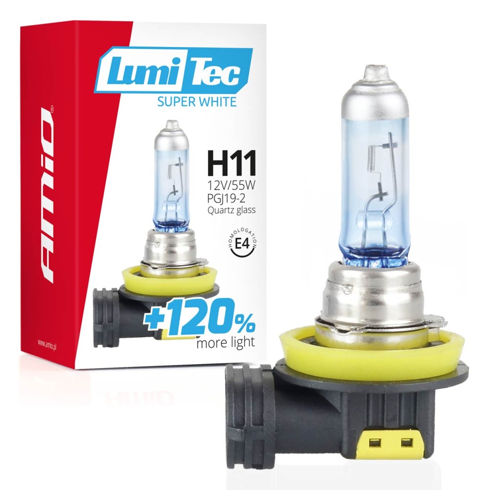 Ampoule halogene H11 12V 55W LumiTec Super Blanc +120%