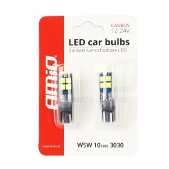 LED CANBUS 10SMD 3030 T10 W5W Blanc 12V/24V