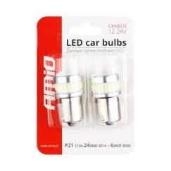 LED CANBUS 3014 24SMD + 3030 6SMD 1156 BA15S P21W R10W R5W Blanc 12V/24V