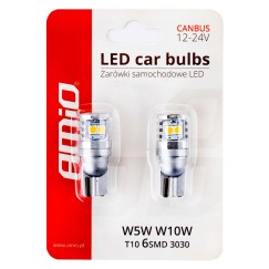 Ampoules LED CANBUS 3030 6SMD T10 W5W W10W Blanc 12V/24V