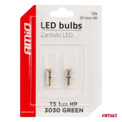 Ampoules LED STANDARD Green T5 12V 3030 1LED HP AMIO-03729