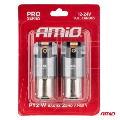 Ampoules LED FULL CANBUS PRO PY21W 2x1860 SMD amber 12V 24V AMIO-03594