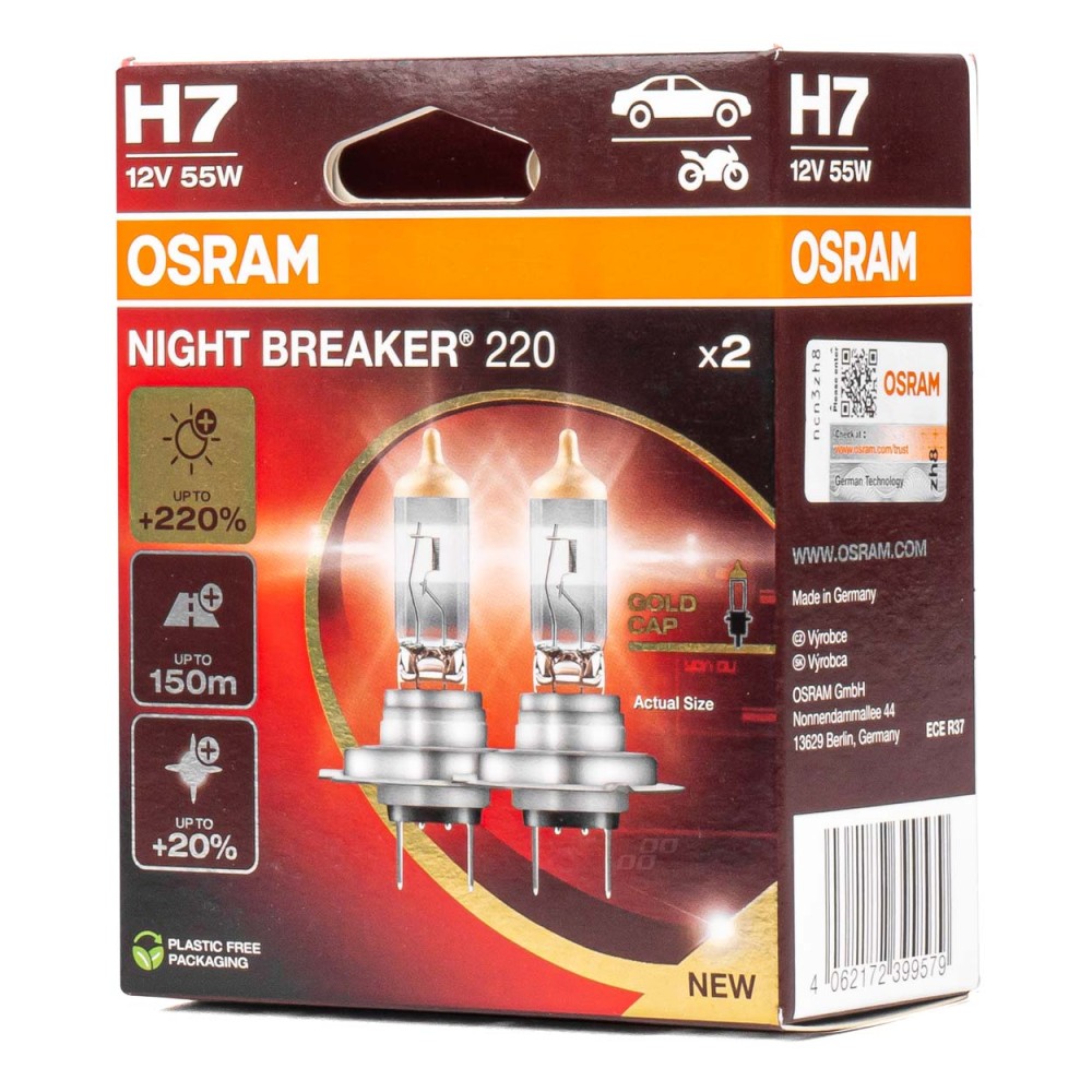 Ampoule Halogene Osram H7 12V 55W PX26d NIGHT BREAKER 200 /2 pcs