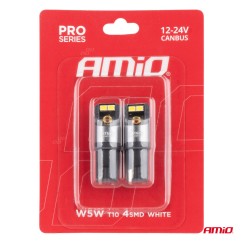 Ampoules LED CANBUS PRO T10 W5W 4x2016 SMD blanc 12V 24V AMIO-03577