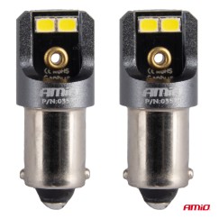 Ampoules LED CANBUS PRO T4W BA9S 4x2016 SMD blanches 12V 24V AMIO-03579