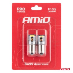 Ampoules LED CANBUS PRO T4W BA9S 4x2016 SMD blanches 12V 24V AMIO-03579