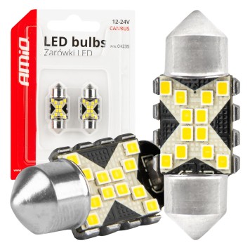 Ampoules LED CANBUS 12SMD Festoon C5W 2016 31mm White 12/24V AMIO-04235