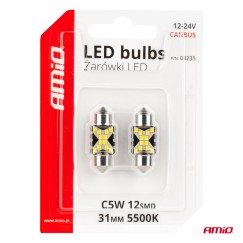 Ampoules LED CANBUS 12SMD Festoon C5W 2016 31mm White 12/24V AMIO-04235