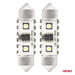 Ampoules LED CANBUS 12SMD Festoon C5W 3838 36mm White 12/24V AMIO-04248