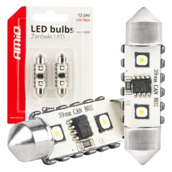 Ampoules LED CANBUS 12SMD Festoon C5W 3838 39mm White 12/24V AMIO-04249