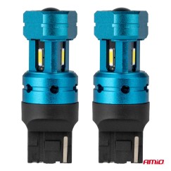 Ampoules LED CANBUS T20 7440 W21W 4SMD 1860 Blanc 12V 24V AMIO-04254