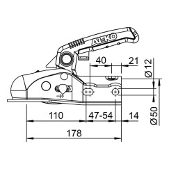 Tête d\'attelage AK270 rond Ø50 mm 2700 kg