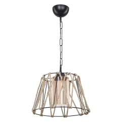 Suspension luminaire Plafonnier  noir-couleur naturelle D30x55cm